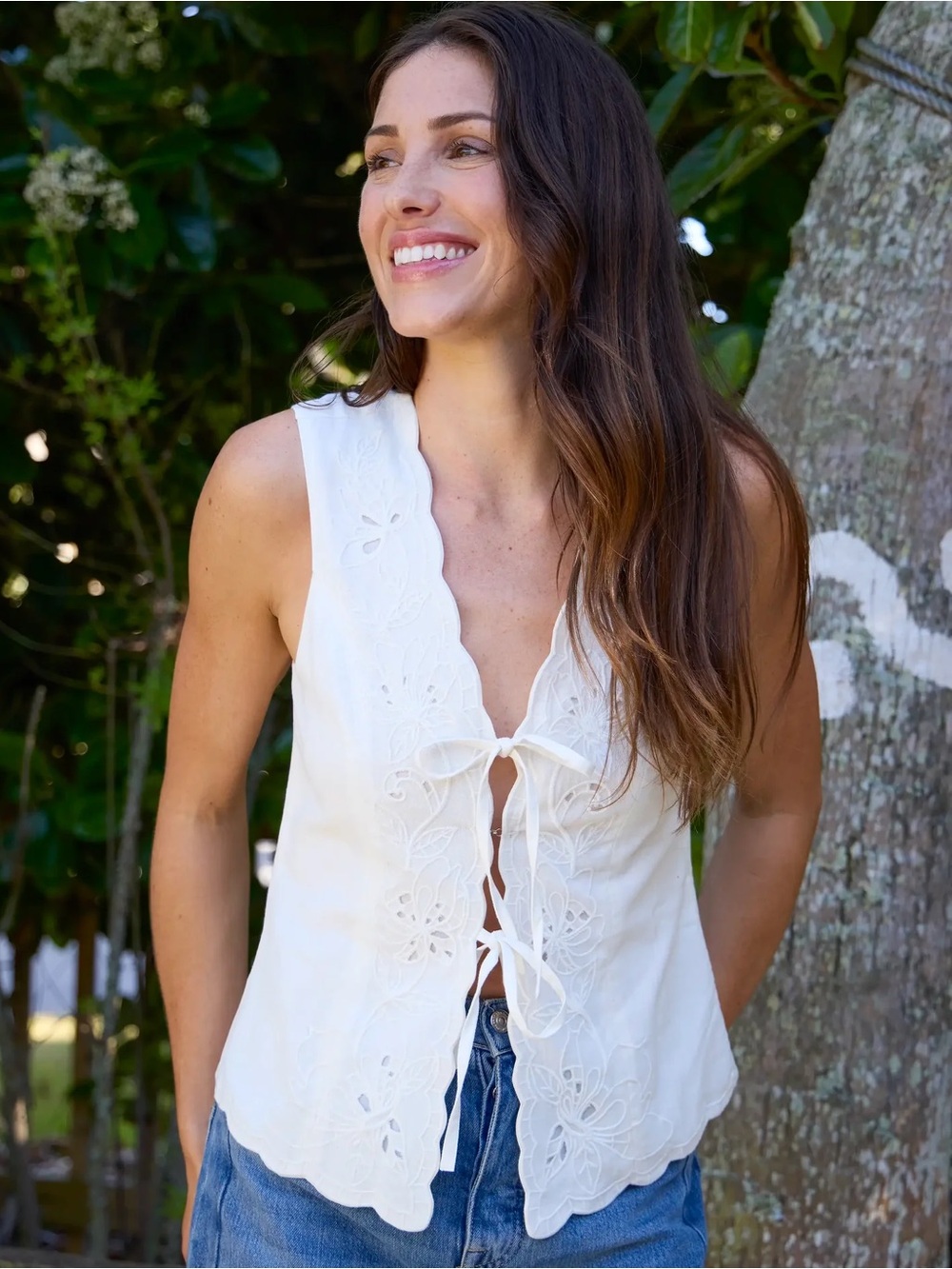 Natural Life Hailey Eyelet Vest Top - White - XS NEW WITH TAGS NWT